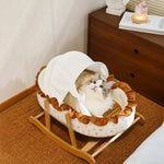 French-Style Cat Bed with Rocking Cradle Base