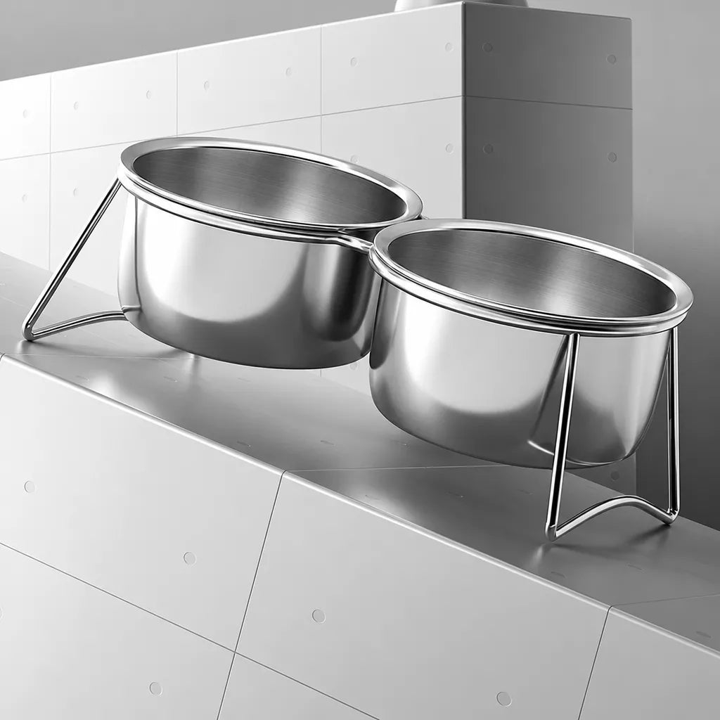 Elevated Stainless Steel Pet Bowl Stand for Dogs and Cats