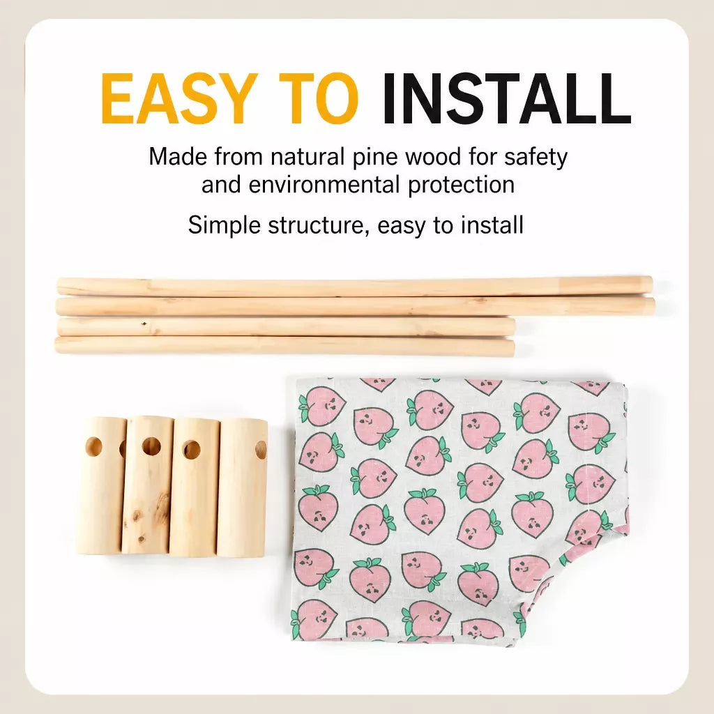 Elevated Cat & Small Pet Bed with Solid Wood Frame