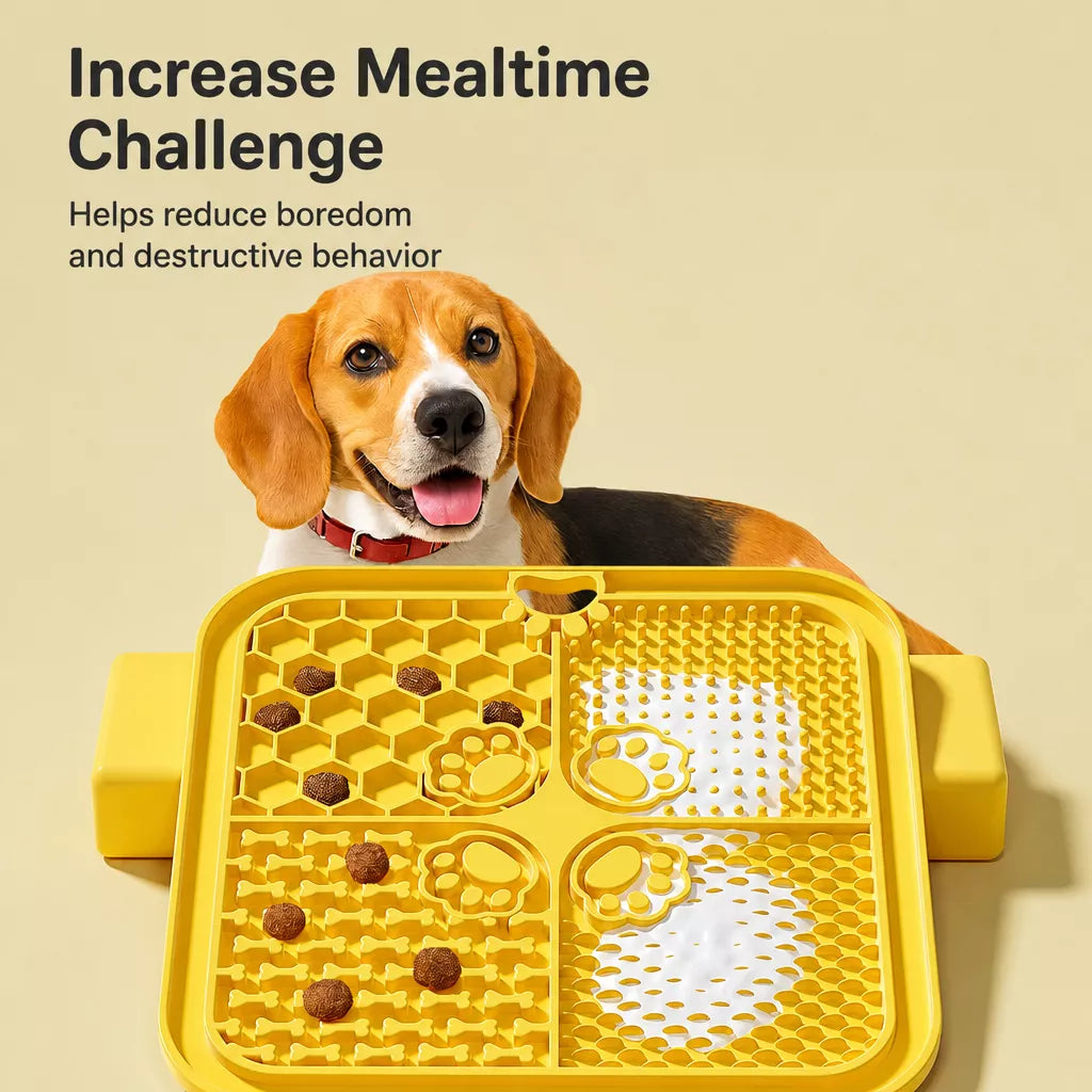 4-Section Silicone Lick Mat for Dogs, 7.9 × 7.9 in