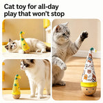 Beechwood Wobble Cat Toys with Feather and Twist Designs