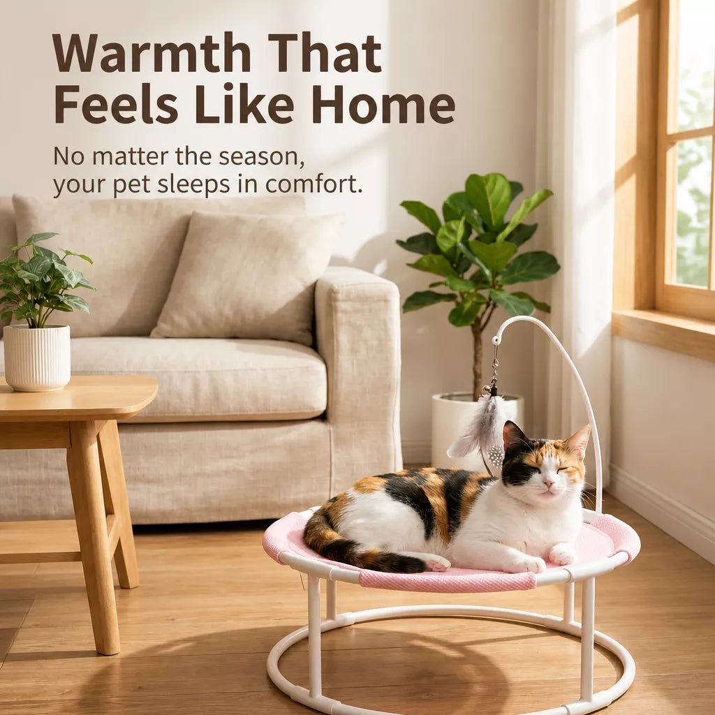 Elevated Round Pet Bed with Breathable Hammock