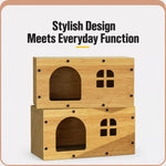 Corrugated Cardboard Cat House with Integrated Scratching Surface