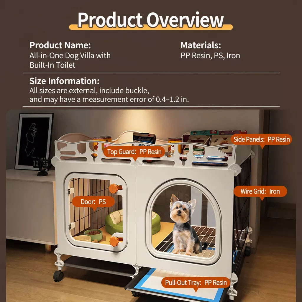 Dog Crate with Separate Toilet Tray