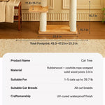 Solid Wood Cat Tree with Scratching Post and Hideaway