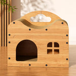 Corrugated Cardboard Cat House with Integrated Scratching Surface
