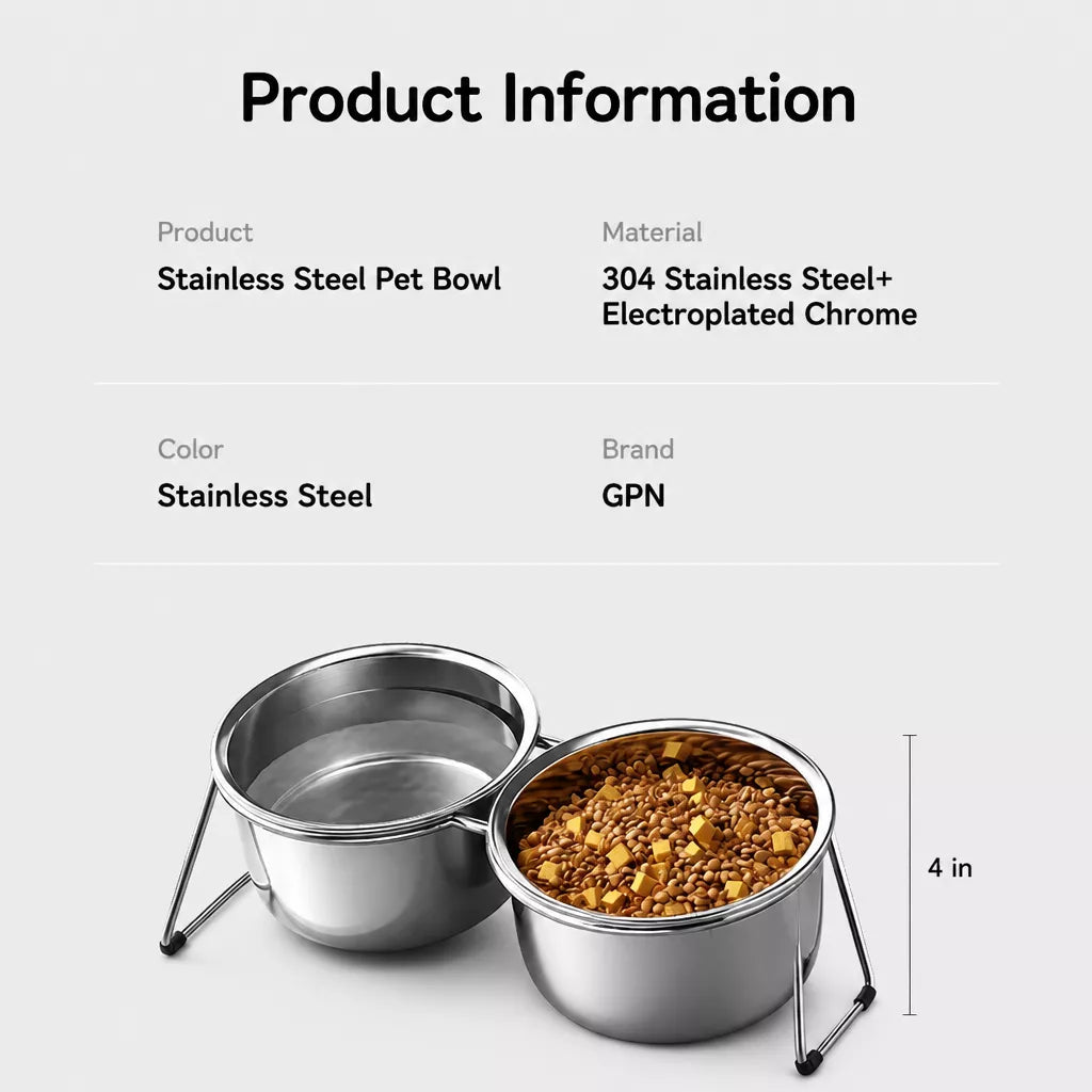 Elevated Stainless Steel Pet Bowl Stand for Dogs and Cats