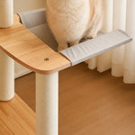 Large Solid Rubberwood Cat Tree with Climbing Platforms and Hideaway