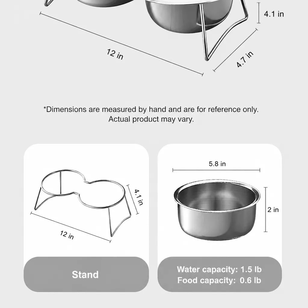 Elevated Stainless Steel Pet Bowl Stand for Dogs and Cats