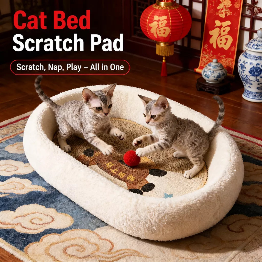 Sisal Cat Scratcher Bed with Deep Bowl for Cats