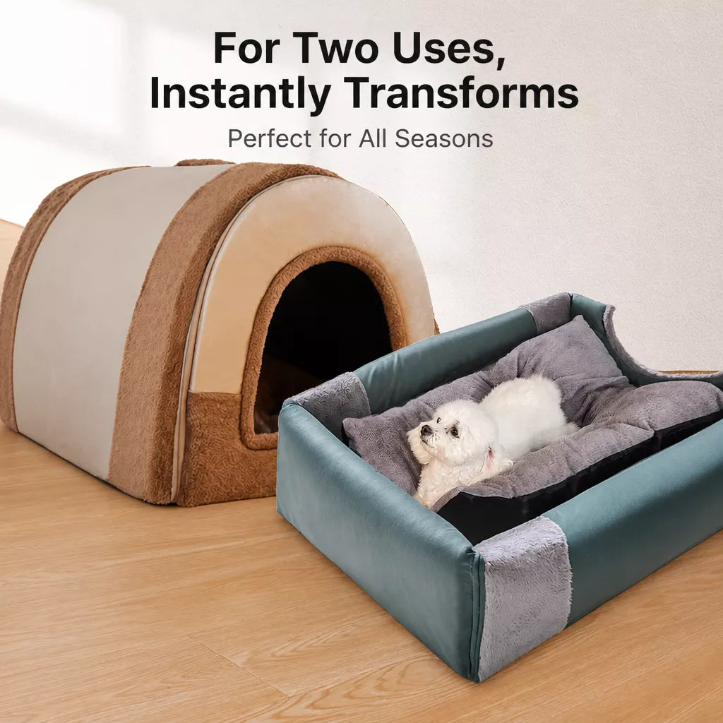 Enclosed Washable Pet House Bed