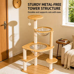 Solid Wood Cat Tree with a Cat Condo and Climbing Platforms