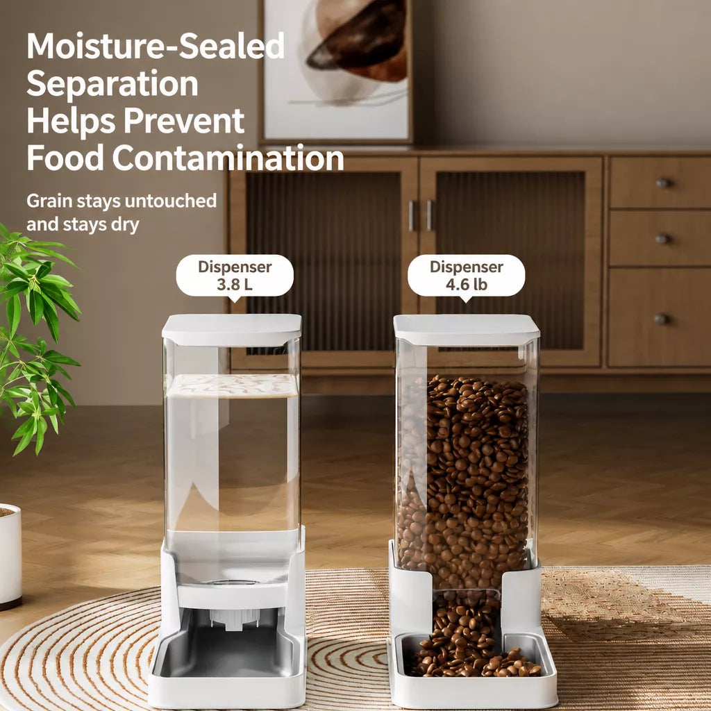 Automatic Pet Feeder & Water Dispenser with Dual Bowls
