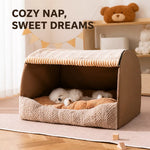 Enclosed Dog Bed with House-Style Design