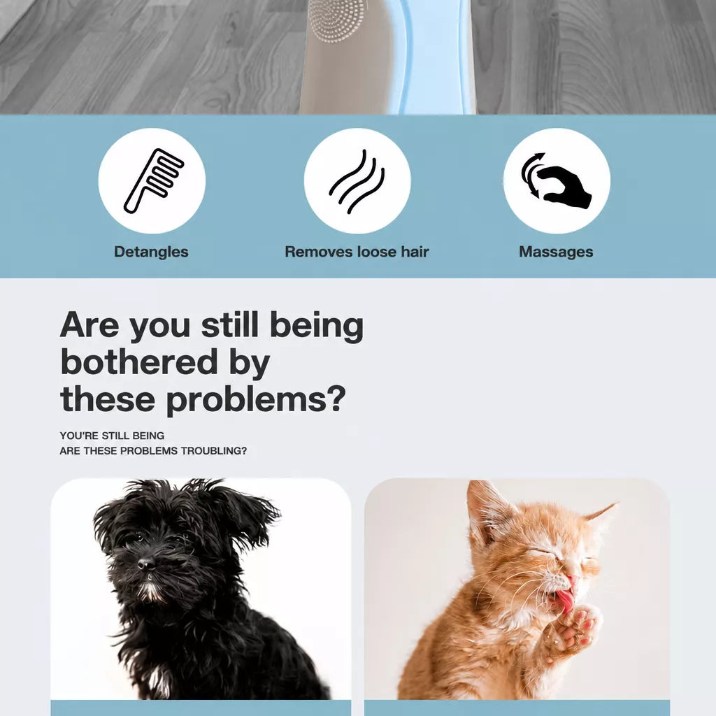 Pet Deshedding Rake and Detangling Comb for Dogs and Cats