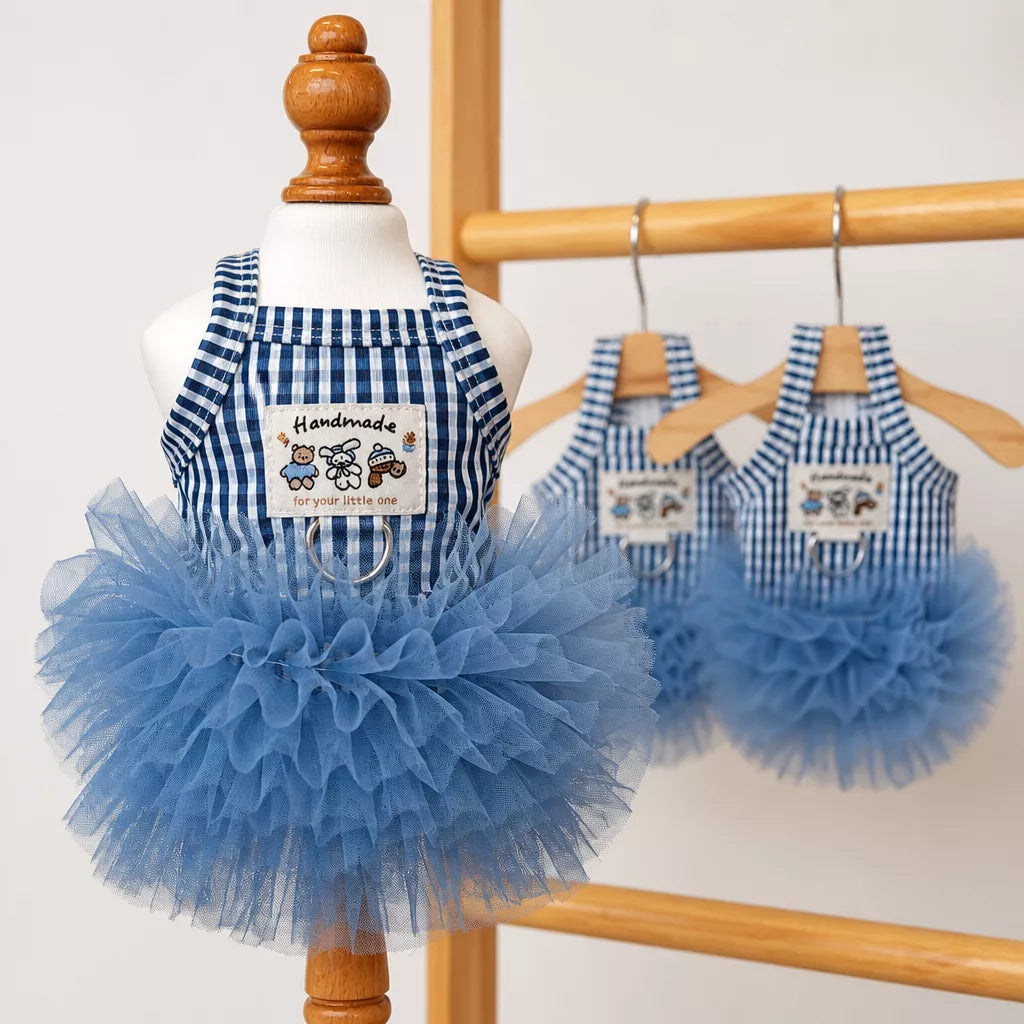 Blue Striped Mesh Dress for Cats and Dogs
