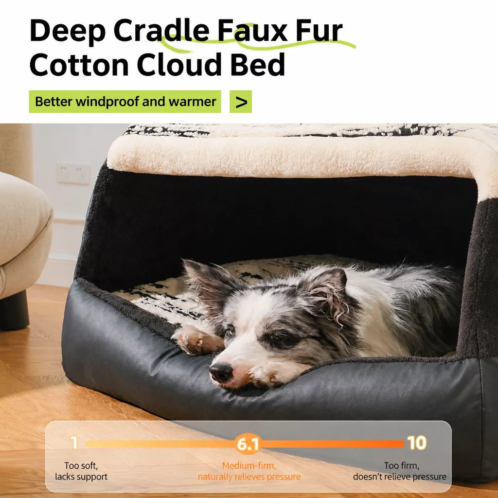 Covered Dog Bed Tent with Removable Washable Cushion