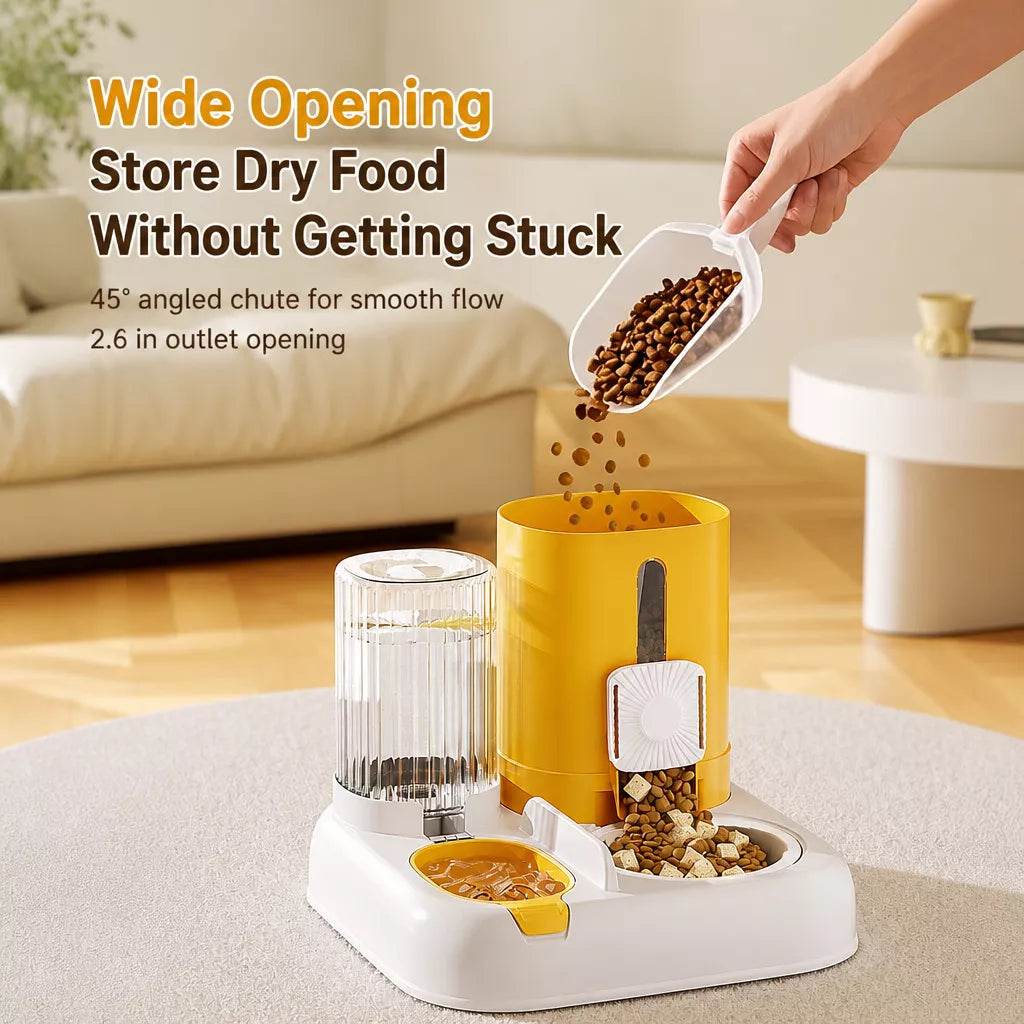 Automatic Pet Feeder with Separate Food and Water Bowls