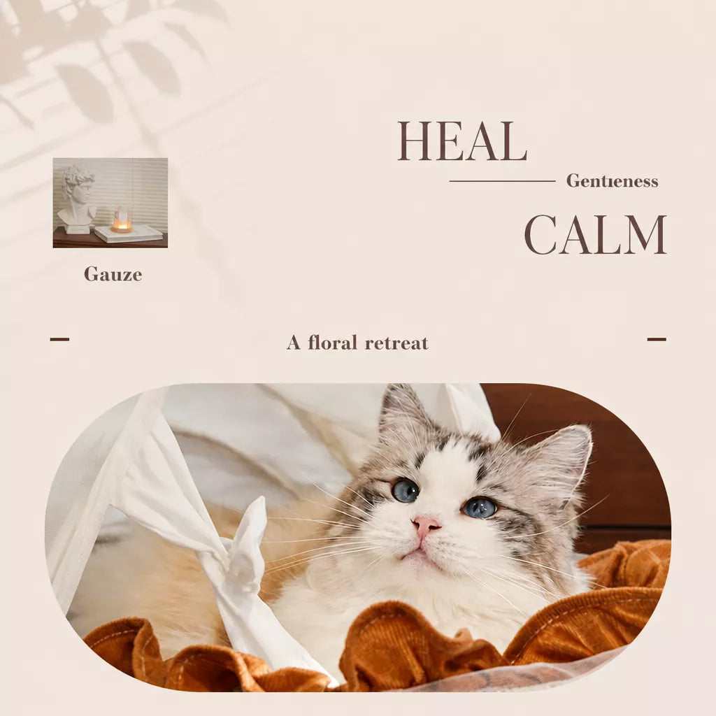 French-Style Cat Bed with Rocking Cradle Base