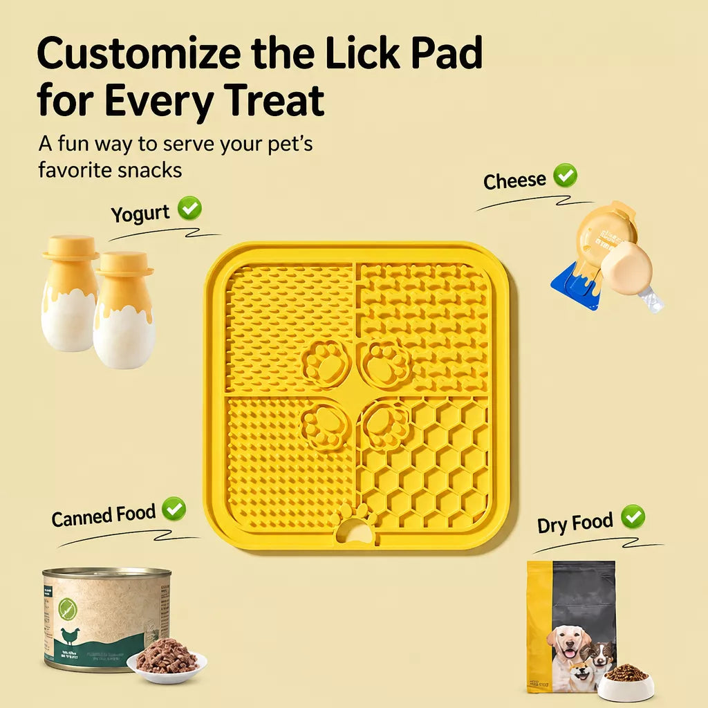4-Section Silicone Lick Mat for Dogs, 7.9 × 7.9 in