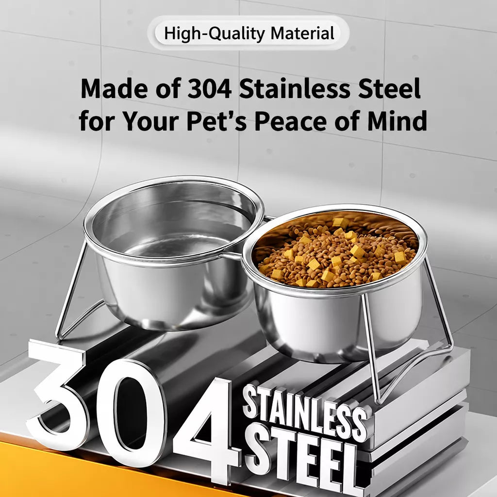 Elevated Stainless Steel Pet Bowl Stand for Dogs and Cats