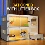 Indoor Cat Enclosure with Integrated Litter Area