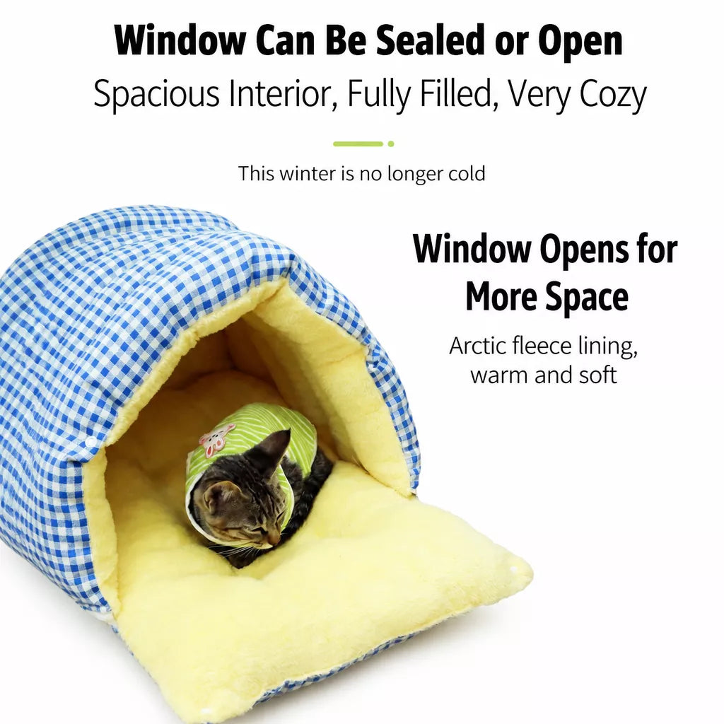 Semi-Enclosed Pet Bed with Removable Washable Cover