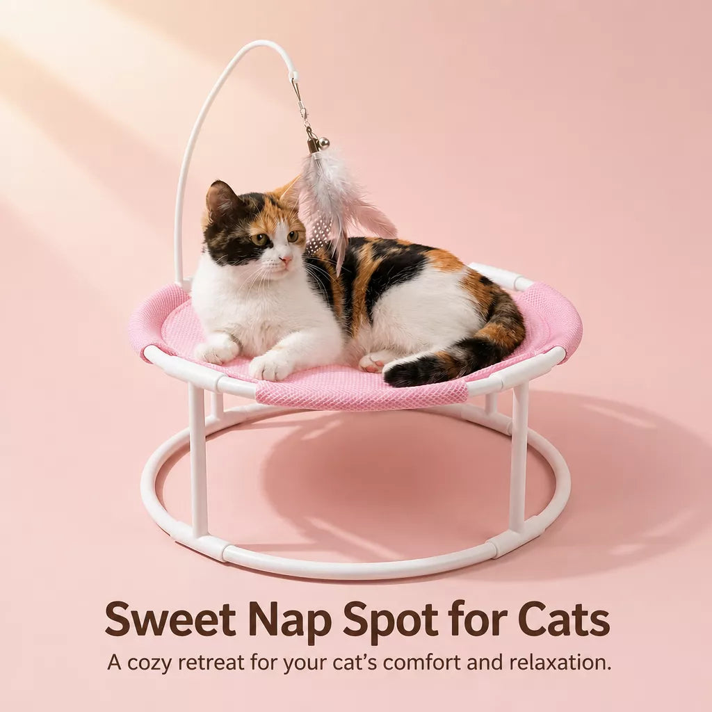 Elevated Round Pet Bed with Breathable Hammock