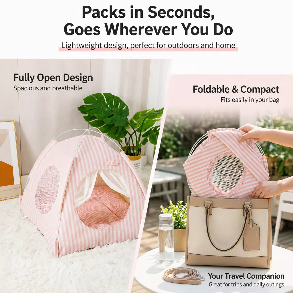 Indoor Cat & Dog Tent Bed with Removable, Washable Cushion