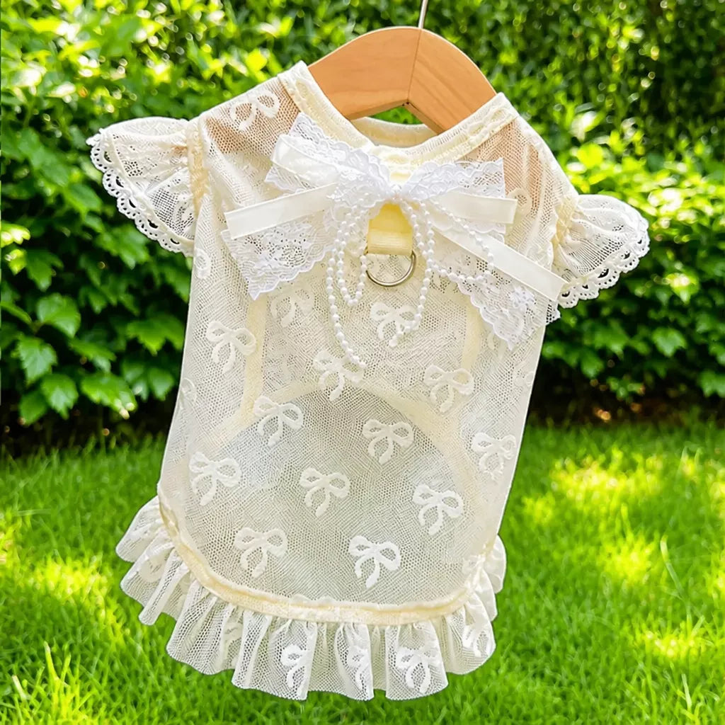 Lightweight Mesh Bow Pet Shirt for Dogs and Cats