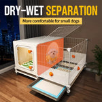 Small Dog Crate with Separate Rest and Potty Areas