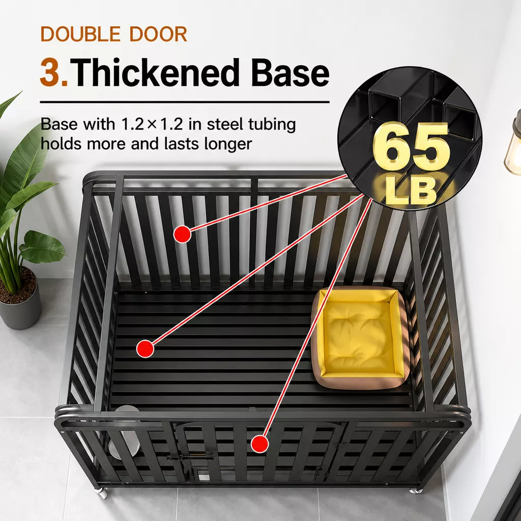 Metal Dog Crate with Waste Tray for Small to Large Dogs