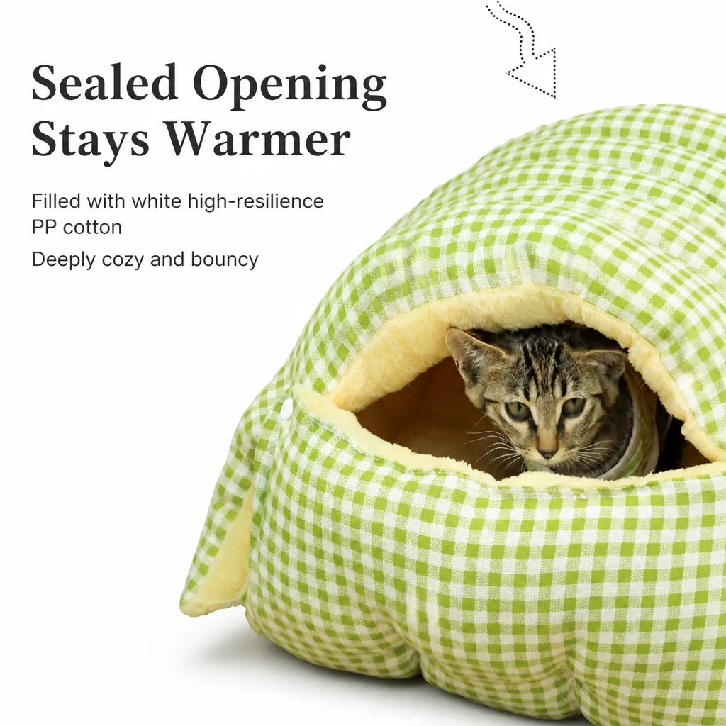 Semi-Enclosed Pet Bed with Removable Washable Cover