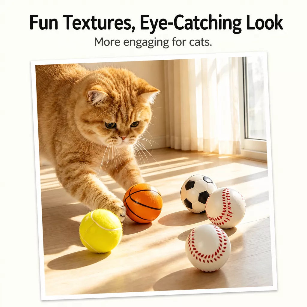Cat Sports Ball Toys, 6 cm Latex Balls for Playtime