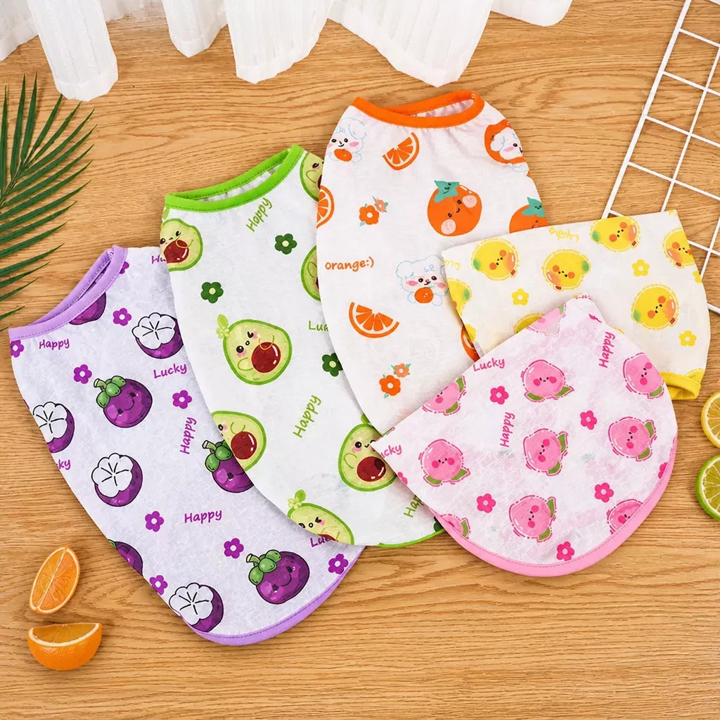 Pet Vest for Dogs and Cats – Cartoon Fruit Print Polyester Apparel
