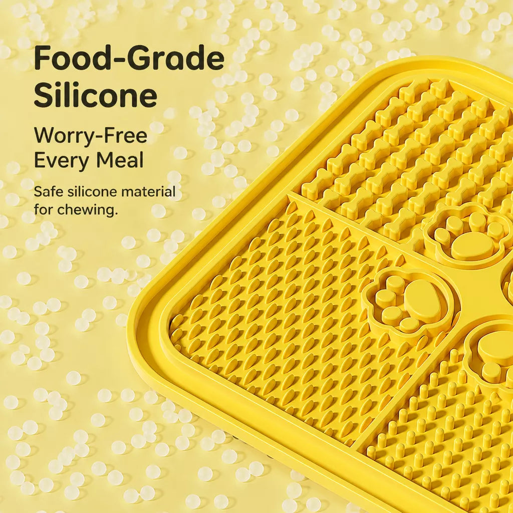 4-Section Silicone Lick Mat for Dogs, 7.9 × 7.9 in
