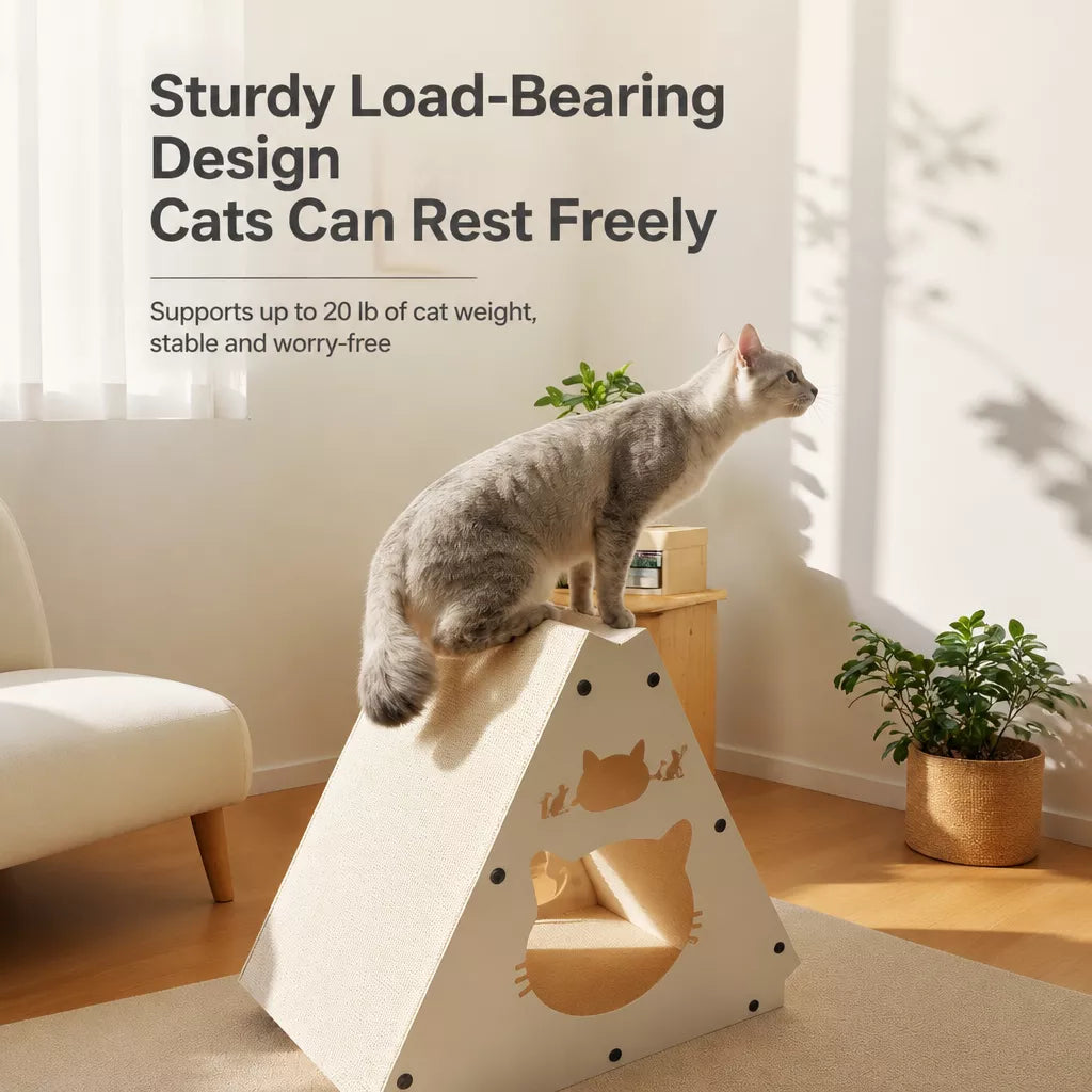 Triangular Corrugated Cardboard Cat Scratcher House
