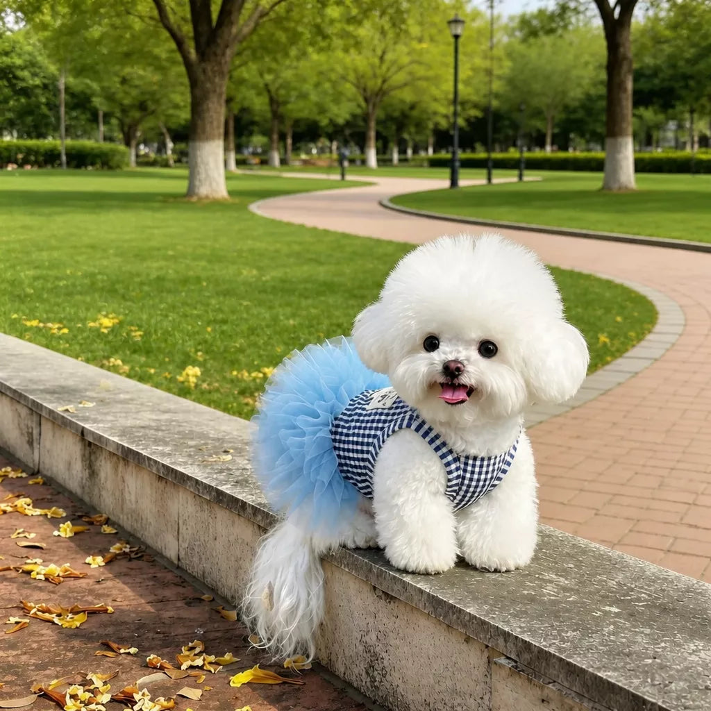 Blue Striped Mesh Dress for Cats and Dogs