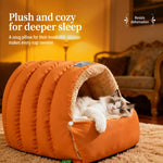 Enclosed Plush Pet Bed for Cats and Small Dogs