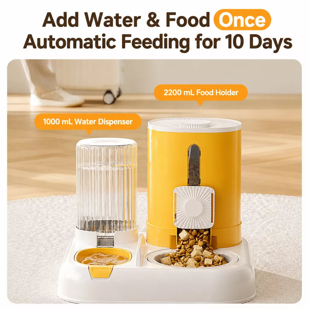 Automatic Pet Feeder with Separate Food and Water Bowls