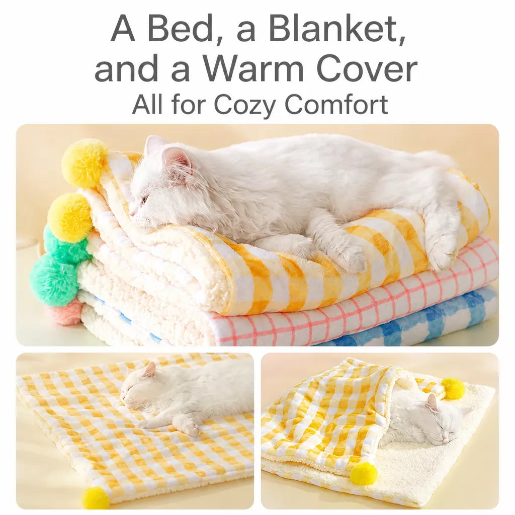 Cotton-Linen Pet Blanket Mat for Cats and Dogs