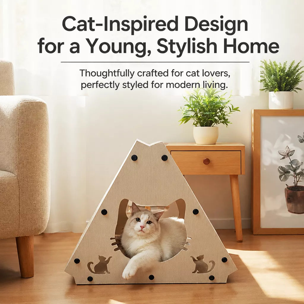 Triangular Corrugated Cardboard Cat Scratcher House