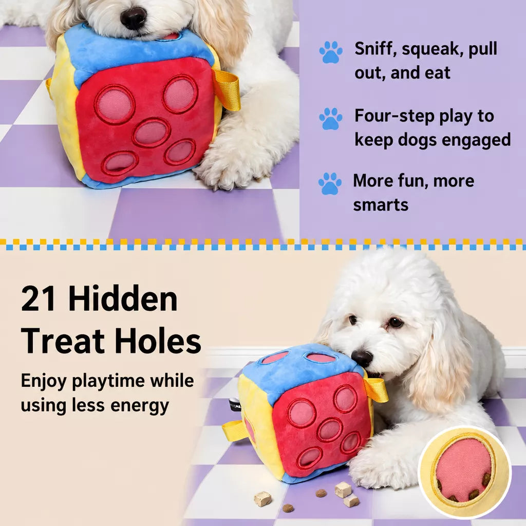 Treat-Hiding Dice Puzzle Toy for Dogs