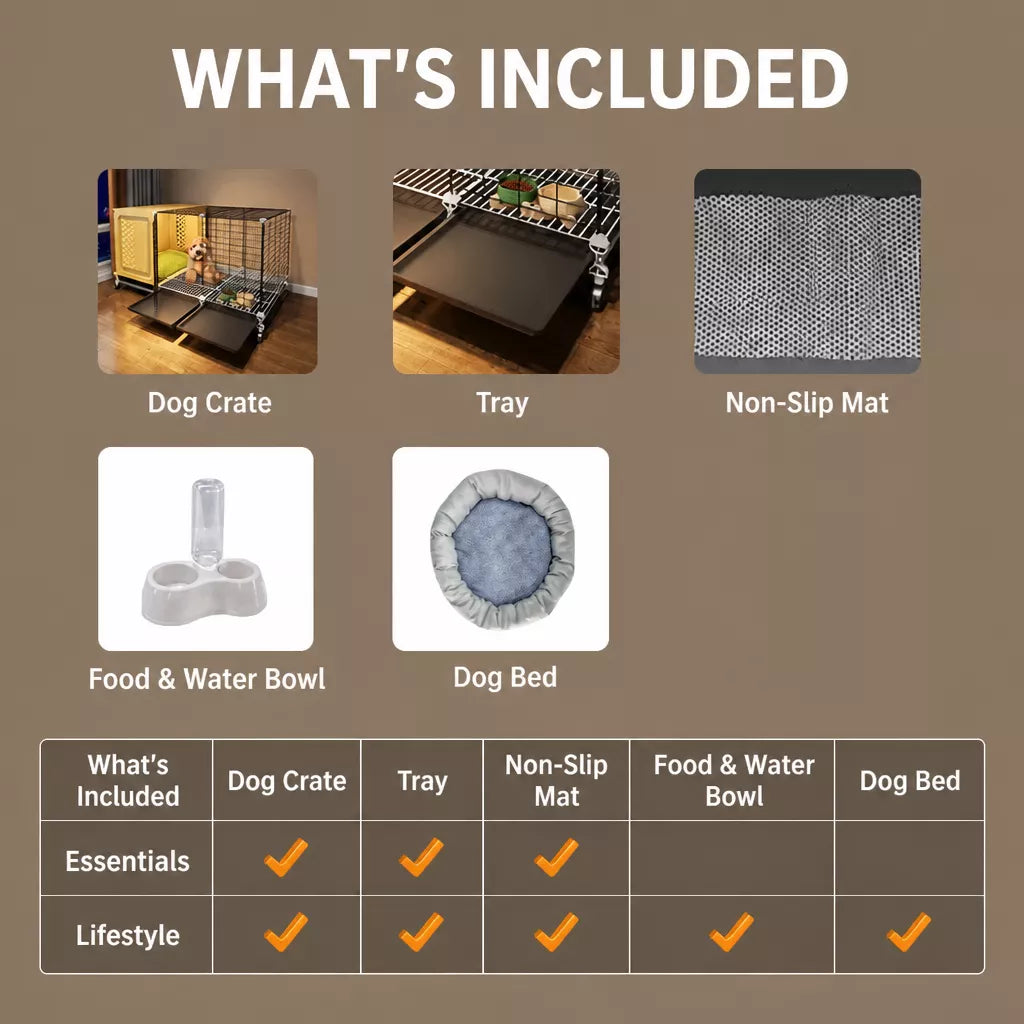 Elevated Indoor Dog Crate for Small Dogs with Separate Toilet Area