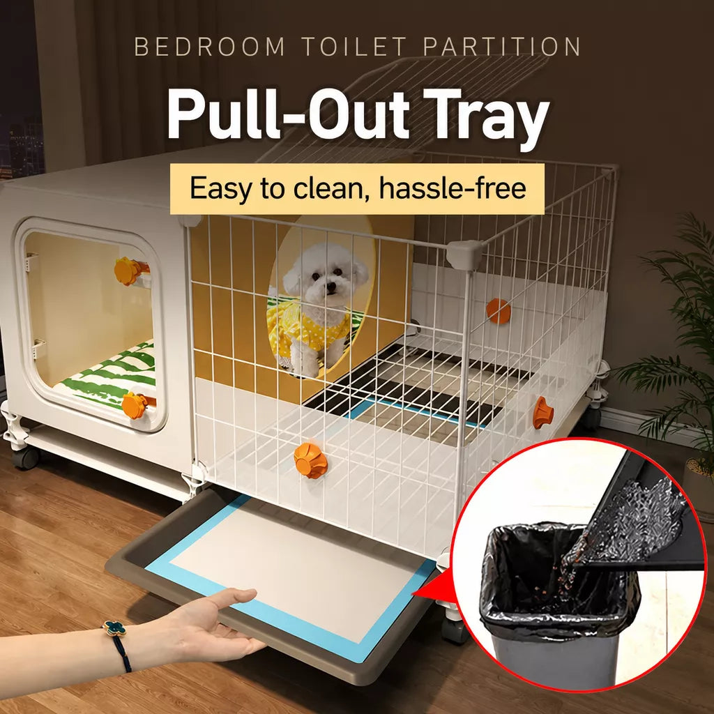 Small Dog Crate with Separate Rest and Potty Areas
