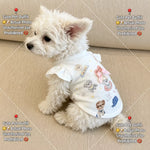 Printed Bow Flutter-Sleeve Pet Shirt for Small Dogs