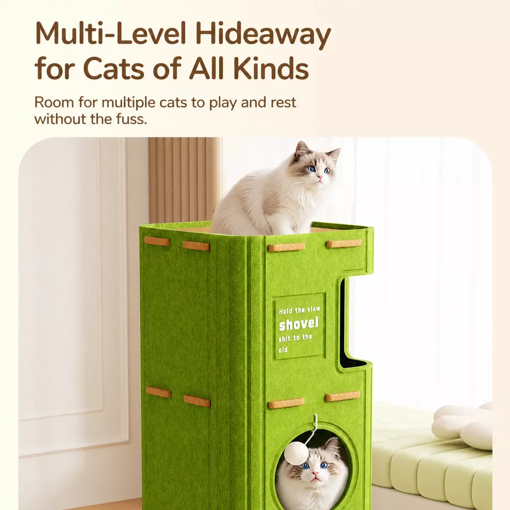 4-Tier Cat Tree with Enclosed House and Scratching Board