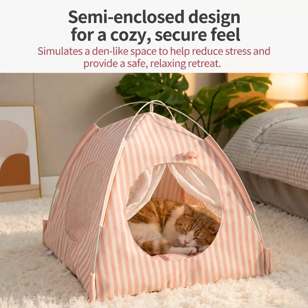 Indoor Cat & Dog Tent Bed with Removable, Washable Cushion