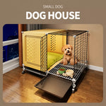 Elevated Indoor Dog Crate for Small Dogs with Separate Toilet Area