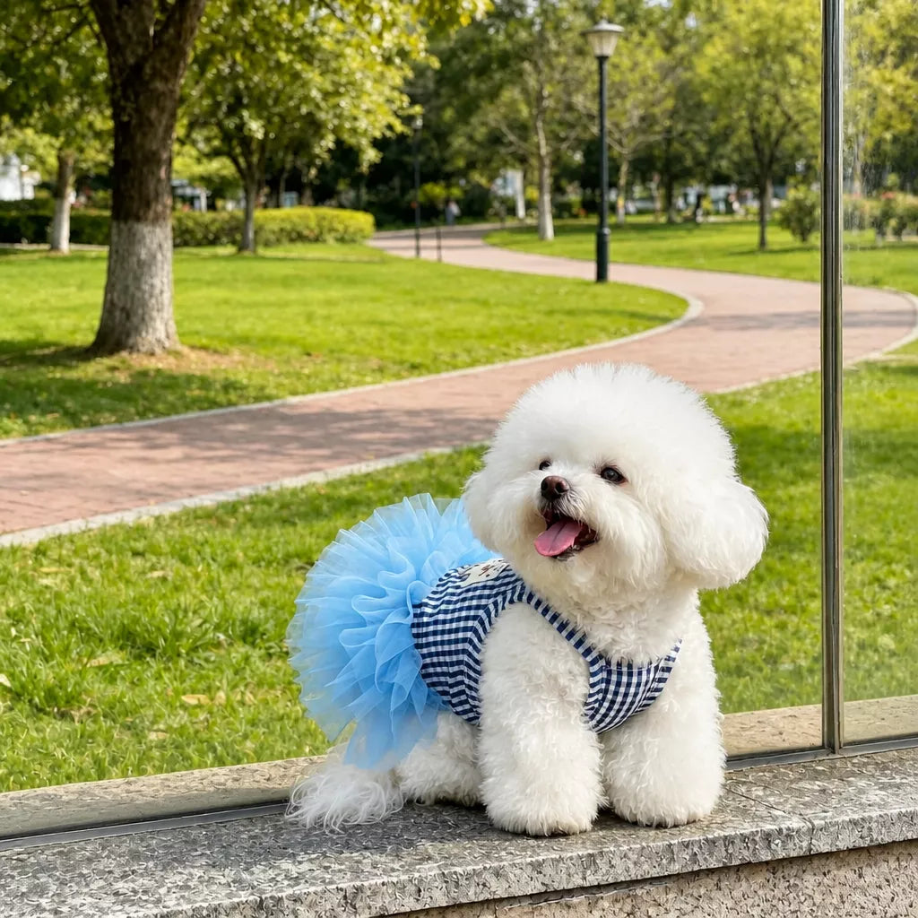 Blue Striped Mesh Dress for Cats and Dogs